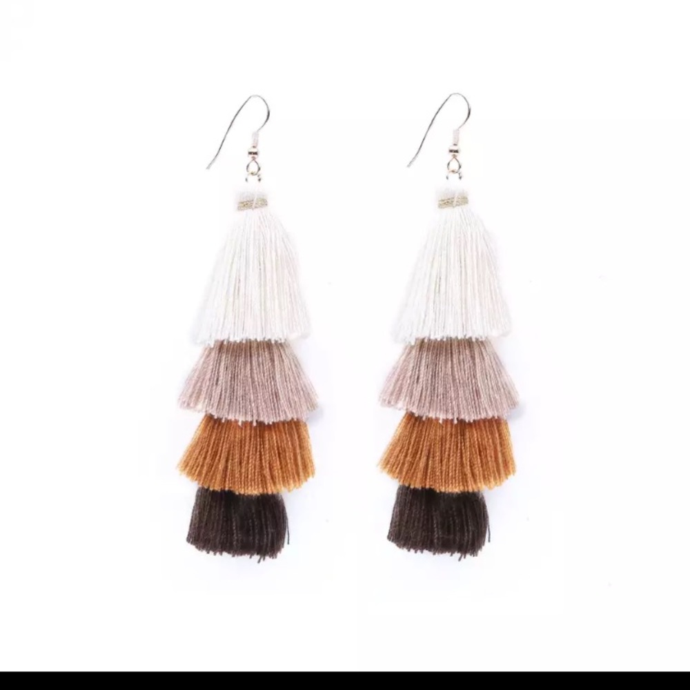 Beautiful Zara Earth Tone Tassel Earrings - Picture 2 of 4